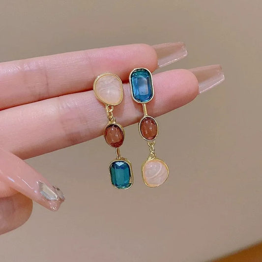 Multi Stone Drop Earrings