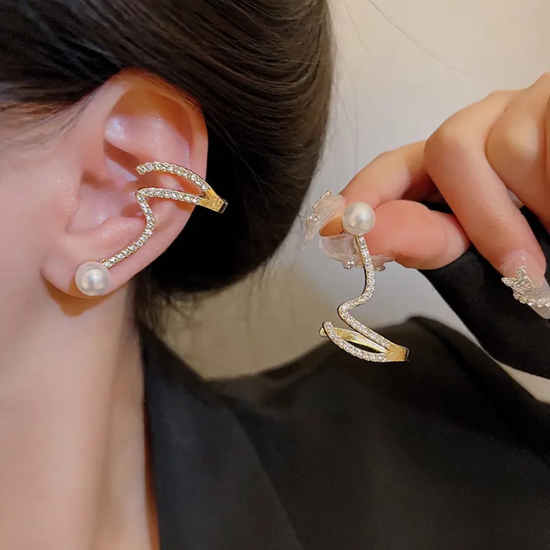 Pearl Swirl Climber Earrings