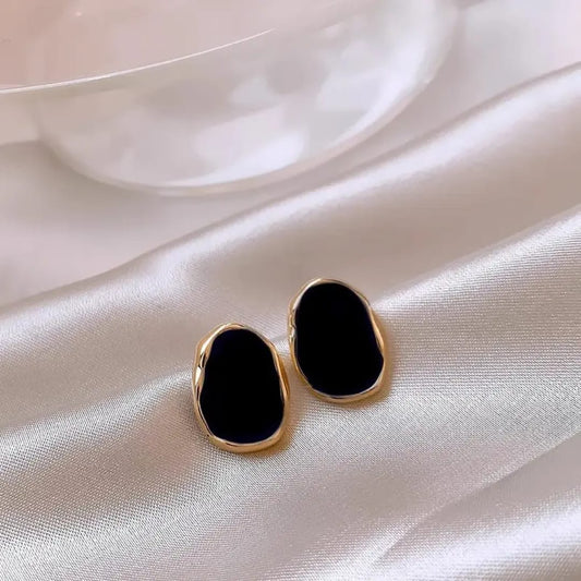 Black Stone Stud Earrings