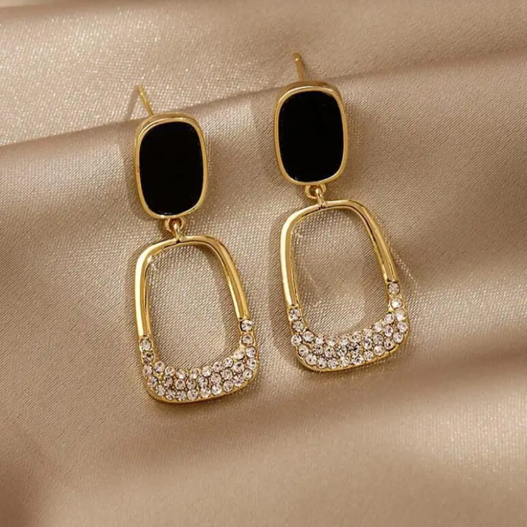 Black Stone Drop Earrings