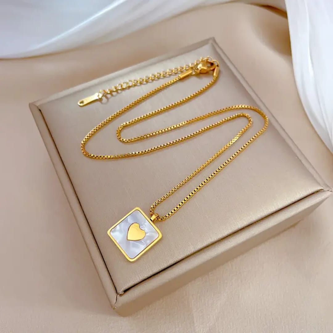 Square Heart Pendant Necklace
