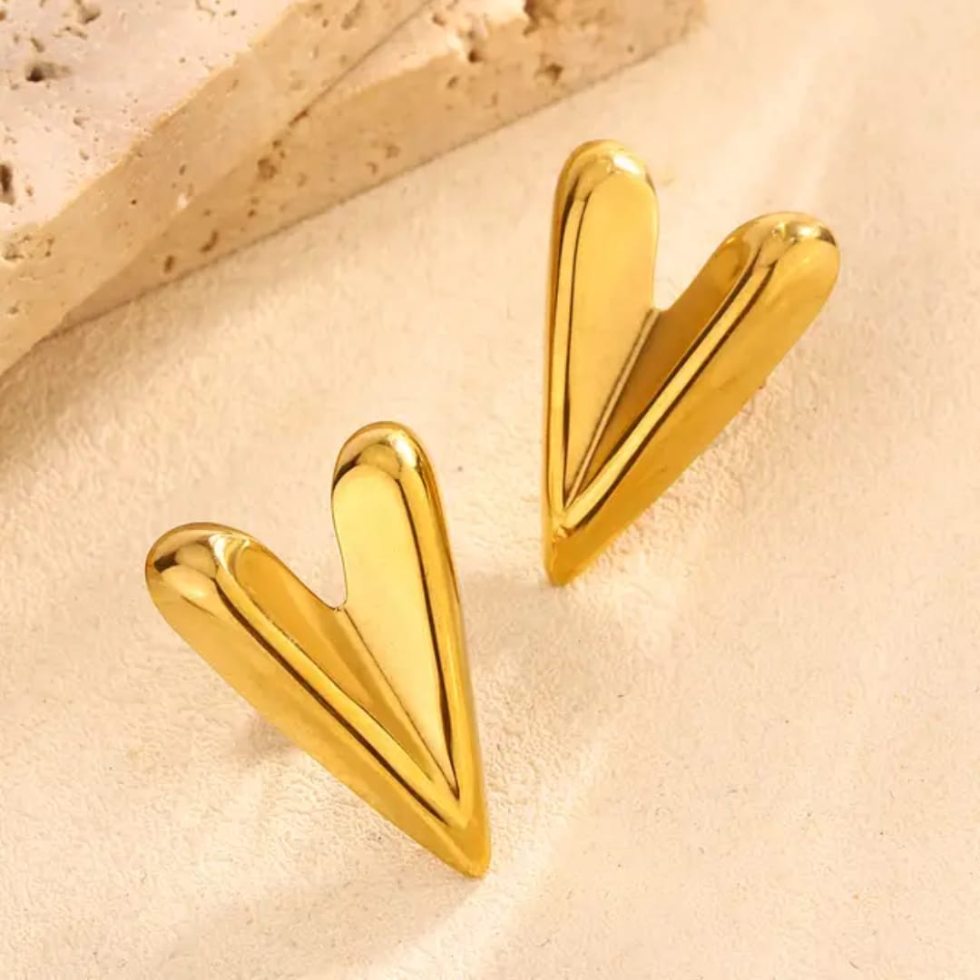 Bold Gold Heart Studs