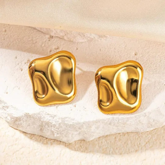 Molten Gold Stud Earrings