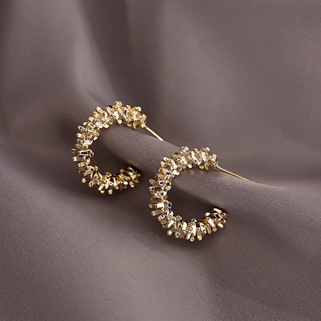 Golden Bead Hoop Earrings