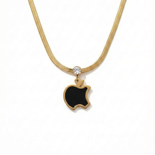 Black Apple Charm Necklace