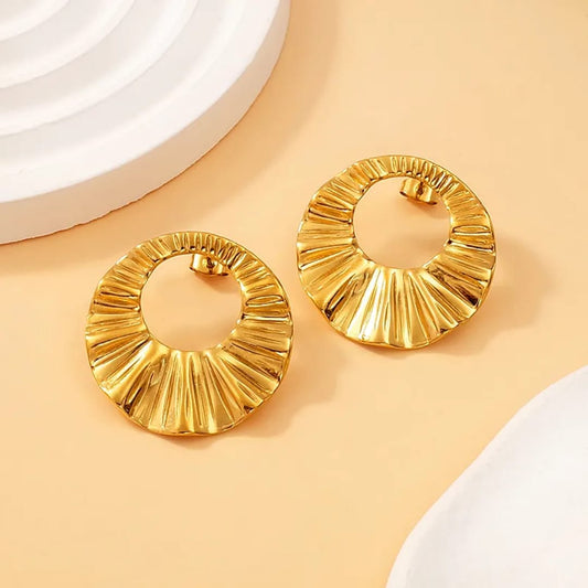 Textured Circle Disc Earrings