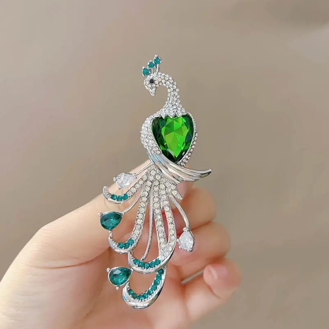 Peacock Crystal Brooch