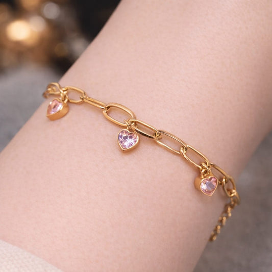 Pink Heart Charm Bracelet