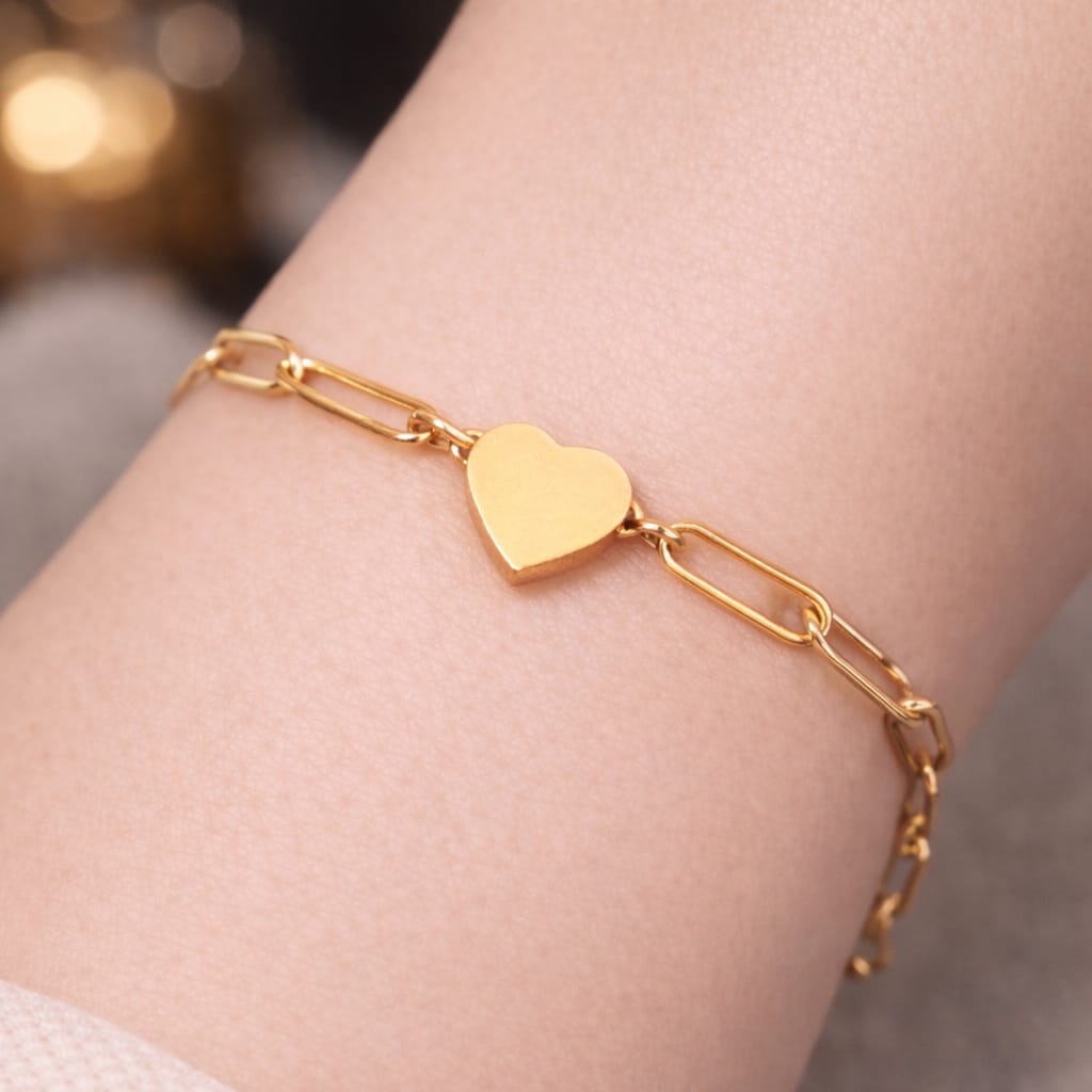 Gold Heart Chain Bracelet