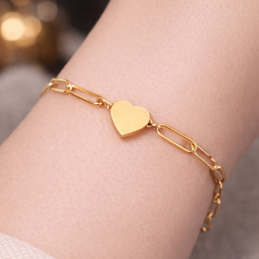 Gold Heart Chain Bracelet