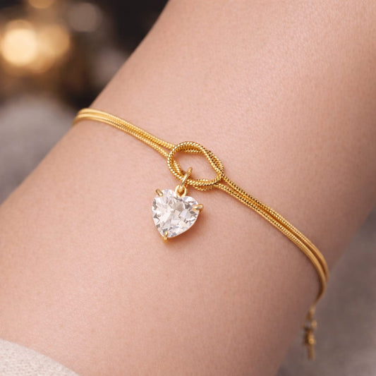 Crystal Heart Knot Bracelet