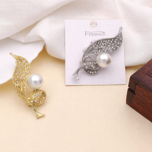 Gold Silver Leaf Brooch