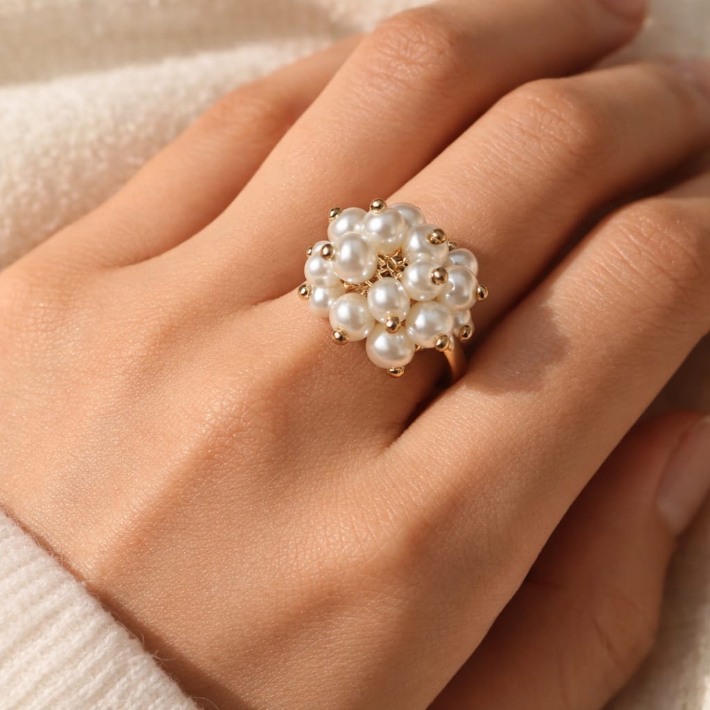 Pearl Cluster Statement Ring