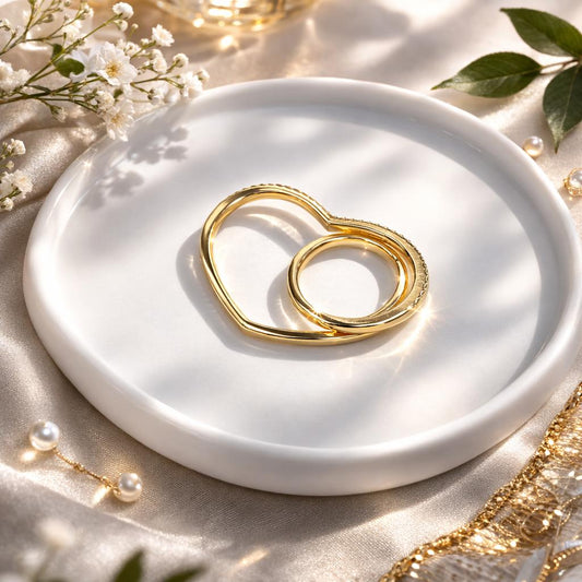 Golden Heart Double Finger Ring