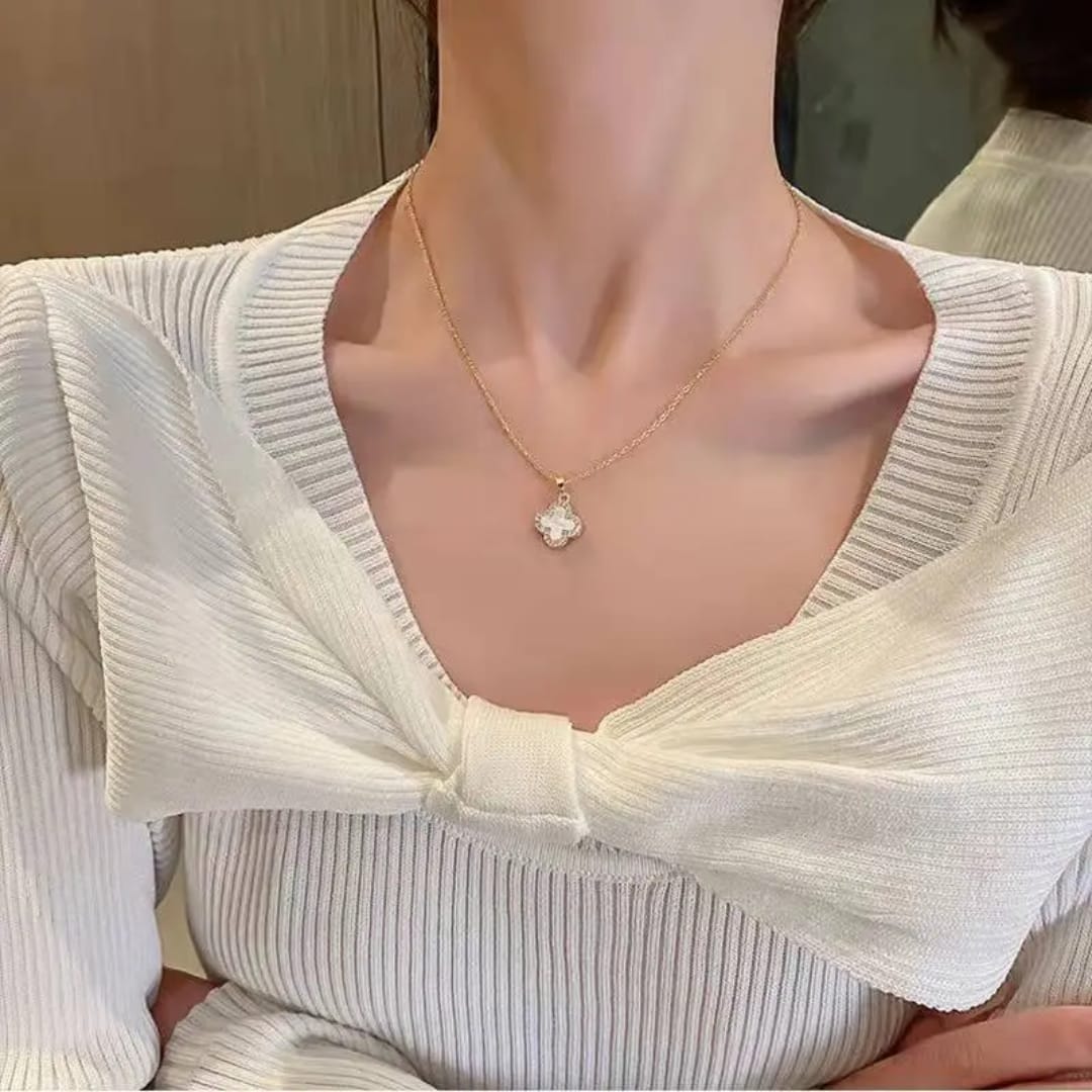 Dual Tone Clover Necklace