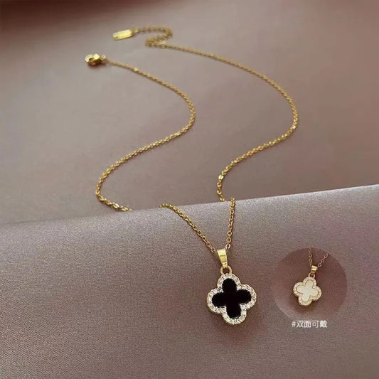 Dual Tone Clover Necklace