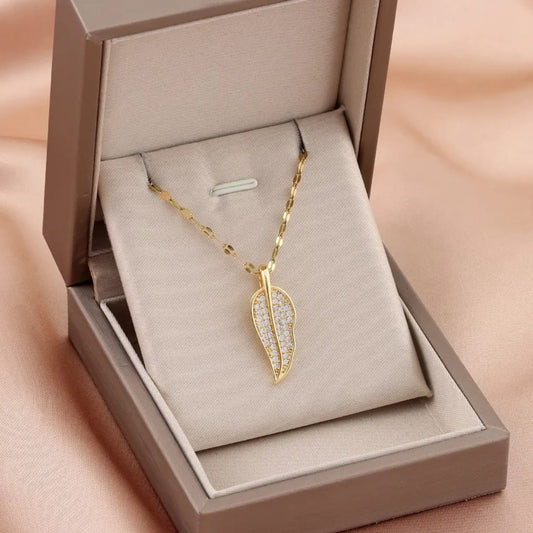 Crystal Wing Pendant Necklace