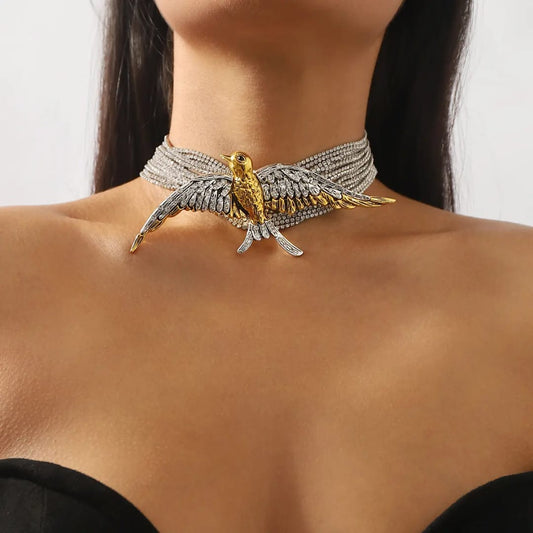 Dual Tone Flying Bird Necklace