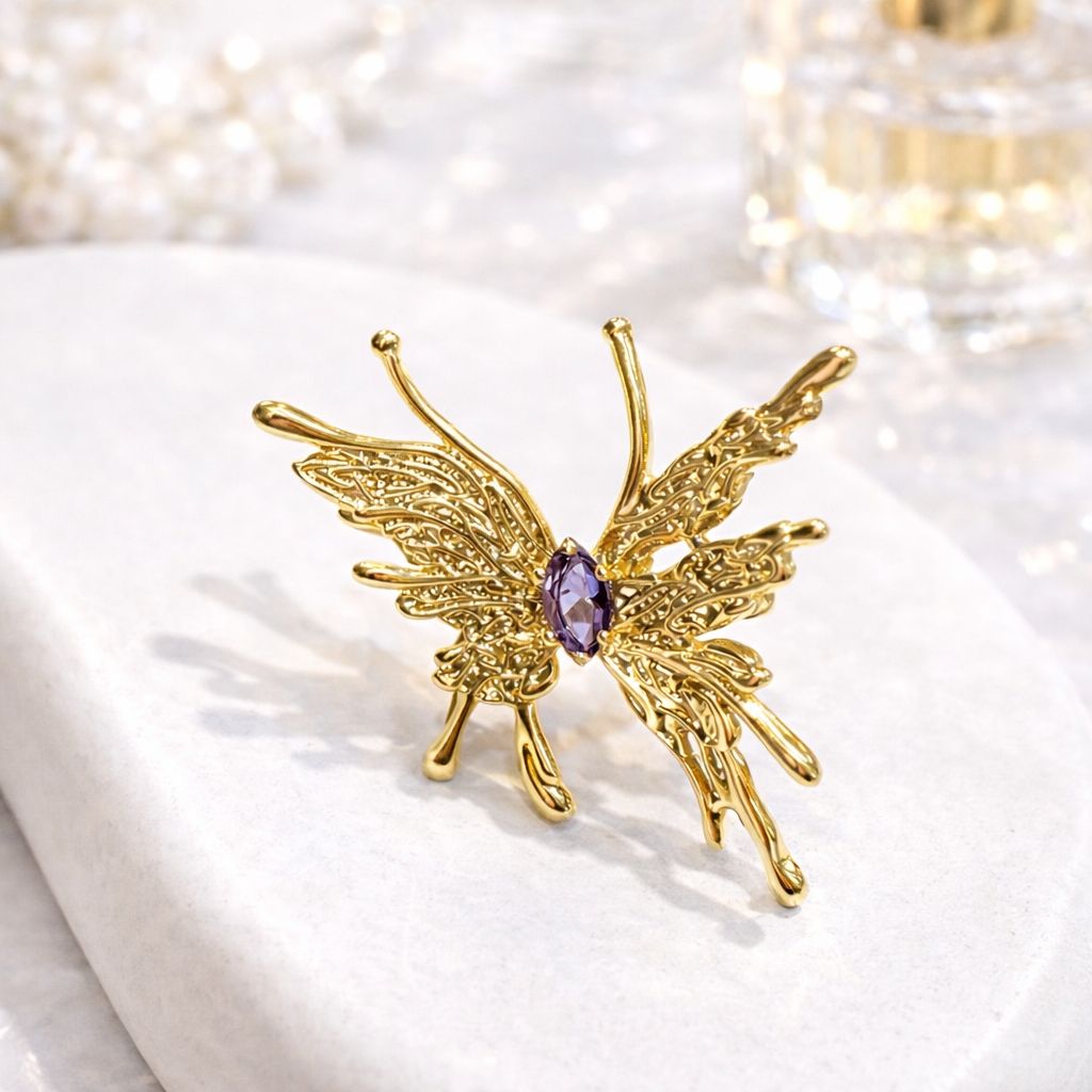 Gold Butterfly Statement Ring