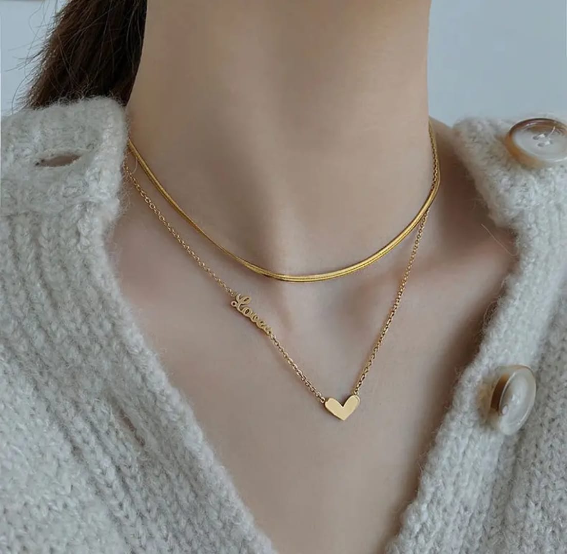 Love Heart Layered Necklace