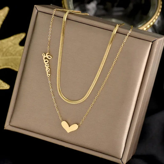 Love Heart Layered Necklace