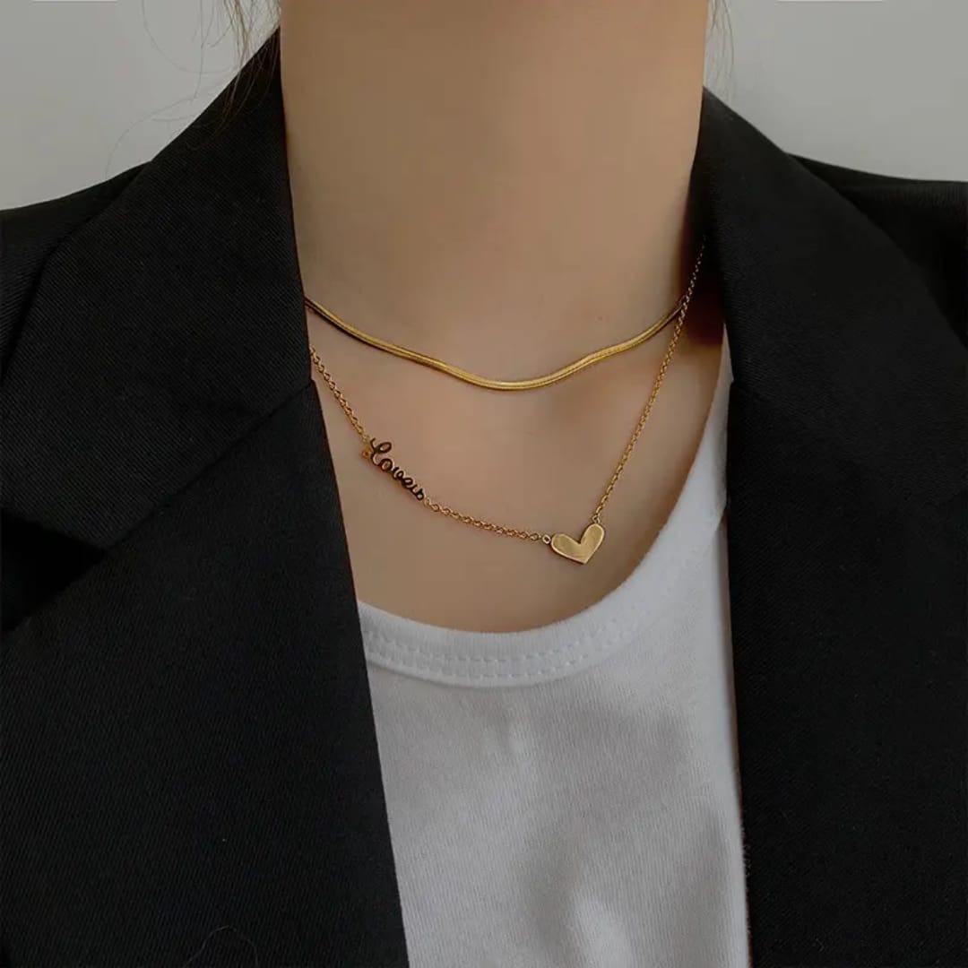 Love Heart Layered Necklace