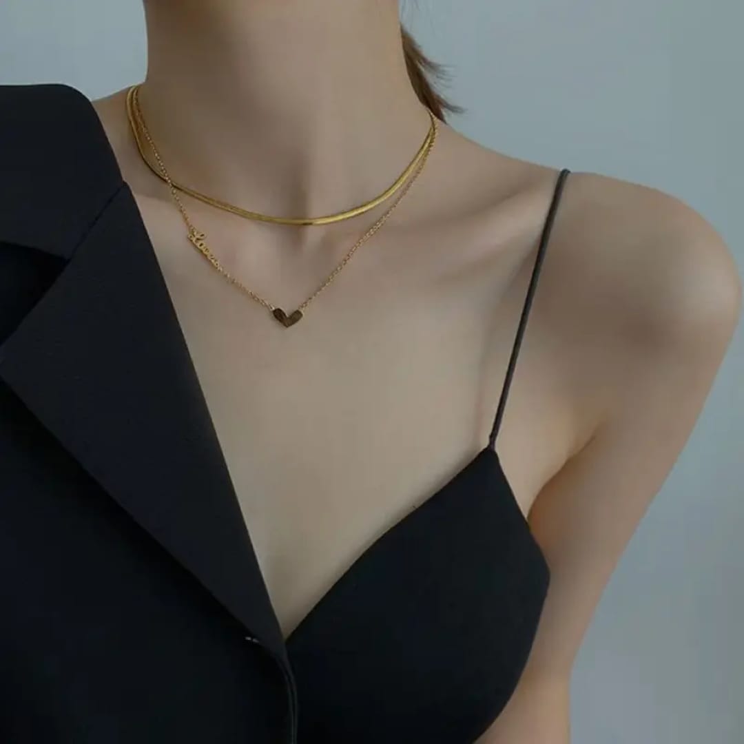 Love Heart Layered Necklace