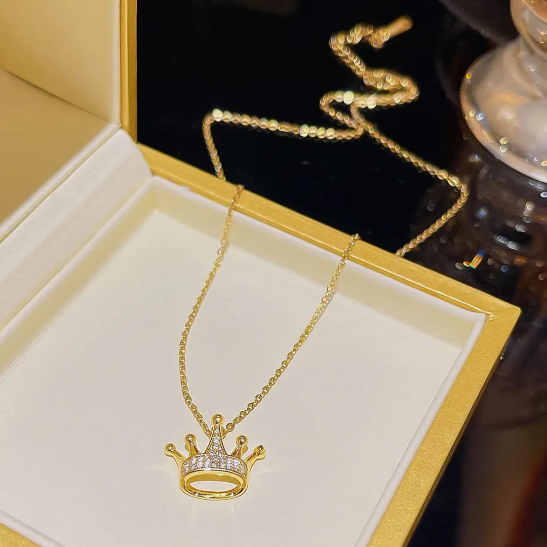Golden Crown Pendant Necklace