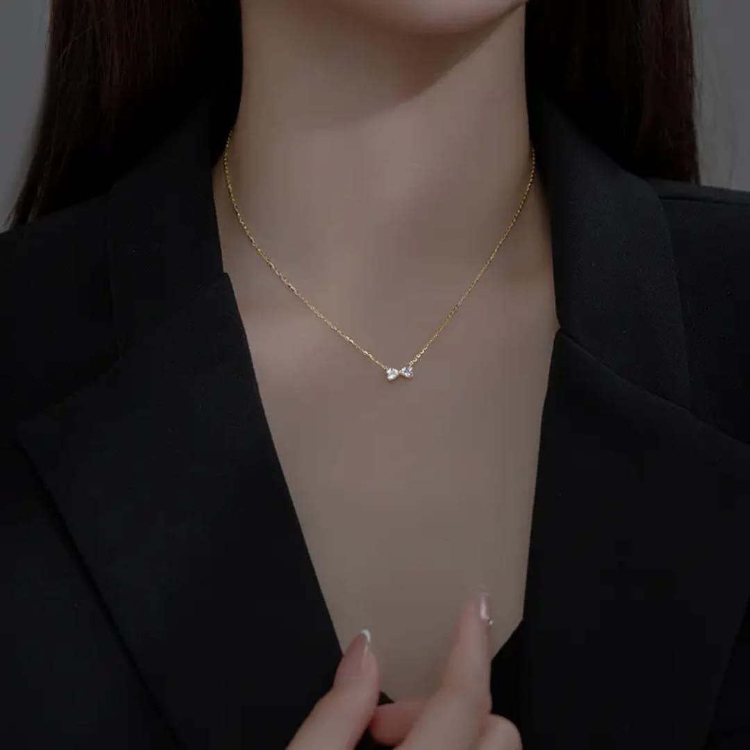 Tiny Crystal Bow Pendant