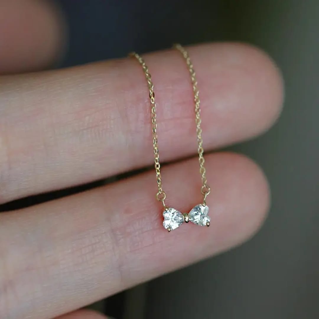 Tiny Crystal Bow Pendant