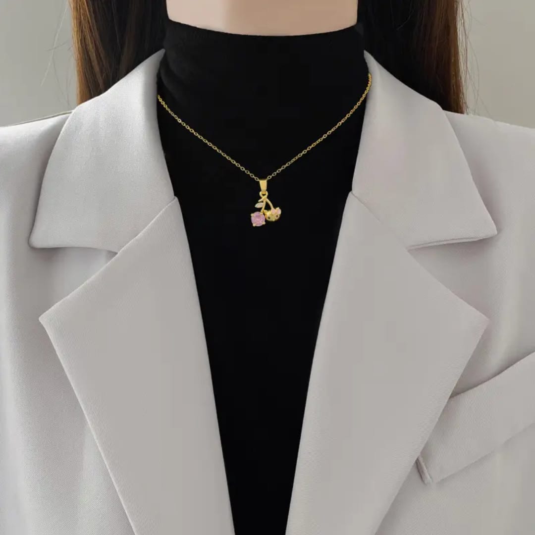 Cherry Cat Pendant Necklace