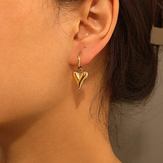 Golden Heart Charm Earring