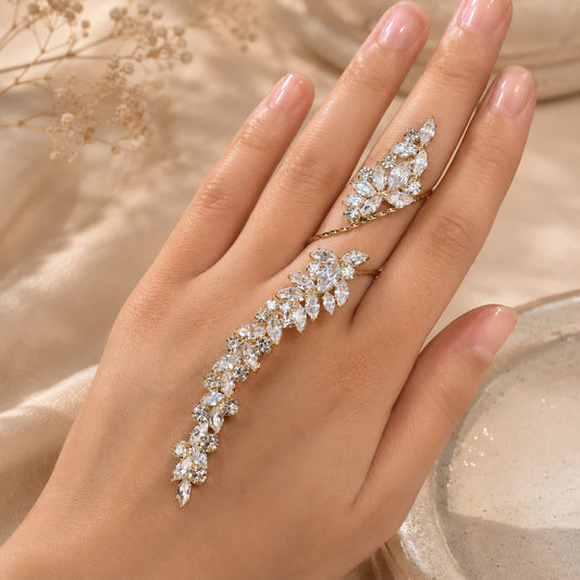 Crystal Leaf Wrap Ring