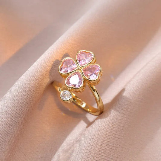 Pink Heart Rotating Ring