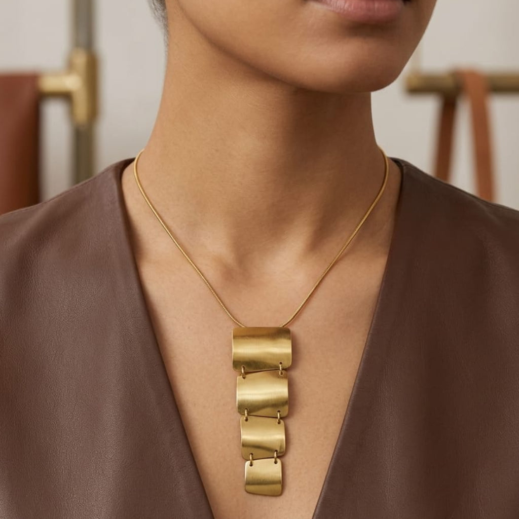 Golden Cascade Plate Pendant