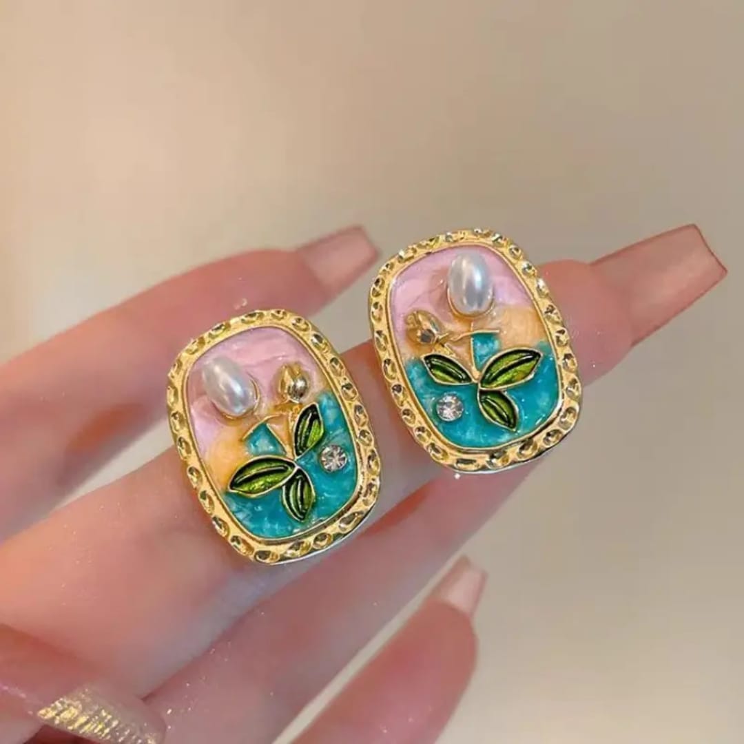 Pearl Enamel  Earrings