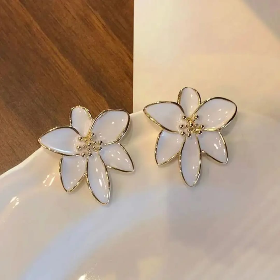 White Statement Flower Earring