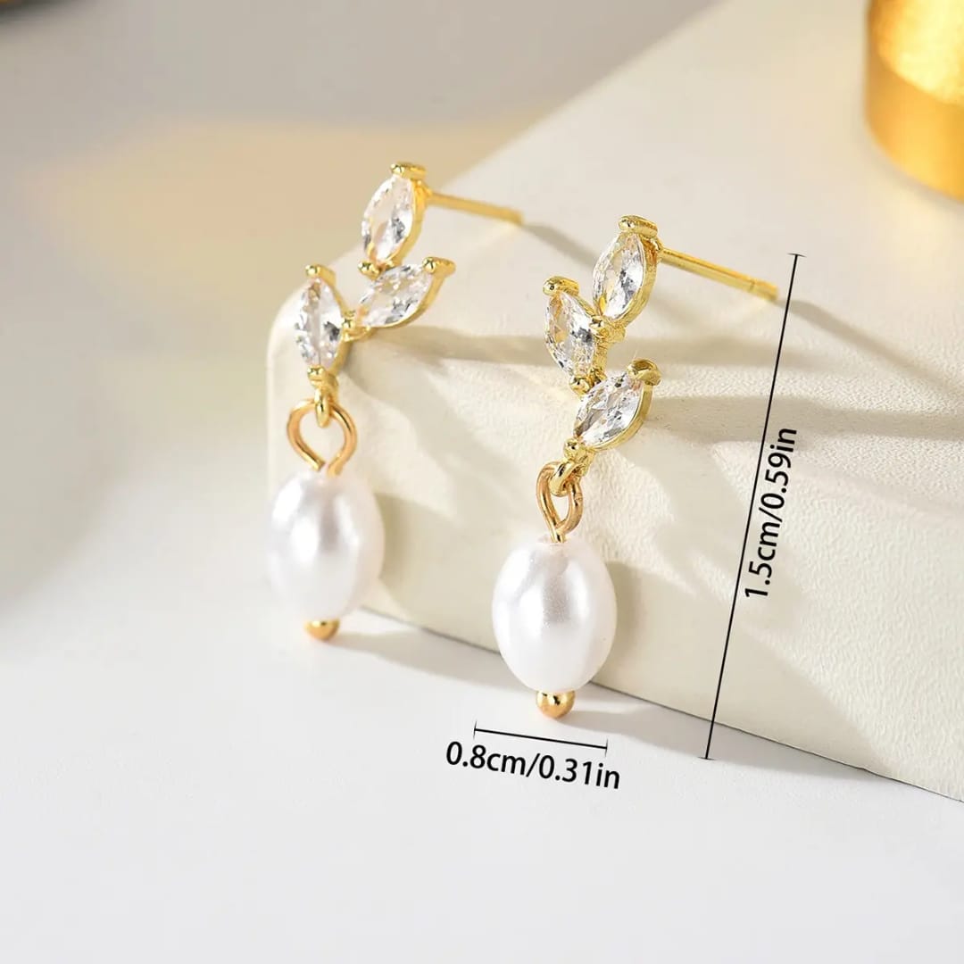 Leaf Pearl Drop Earrings