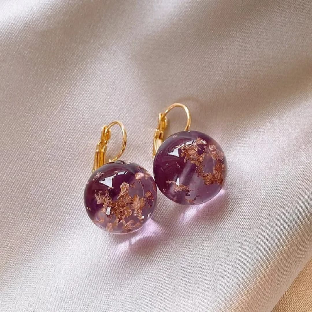 Purple Glass Drop Earrings