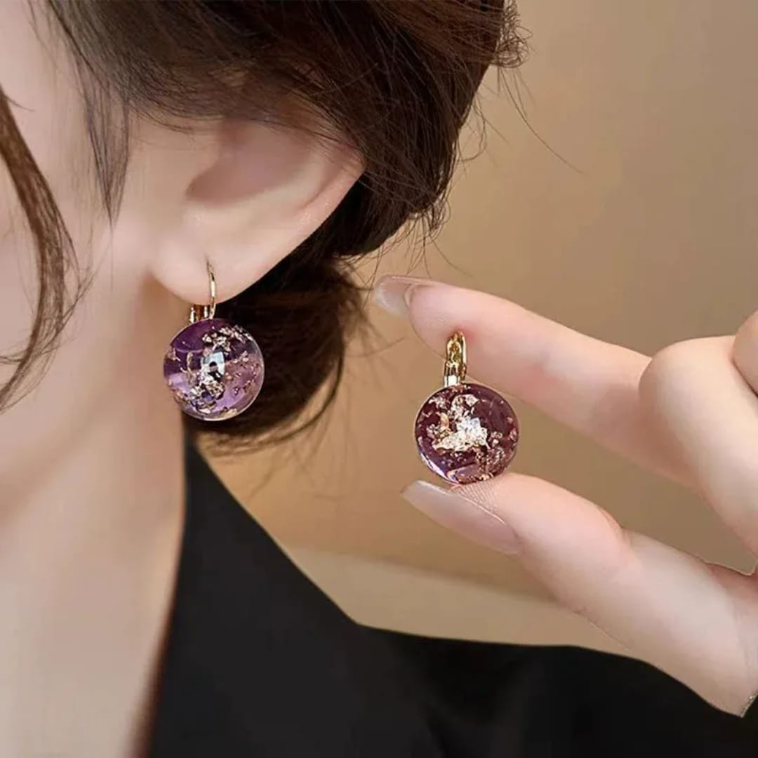 Purple Glass Drop Earrings