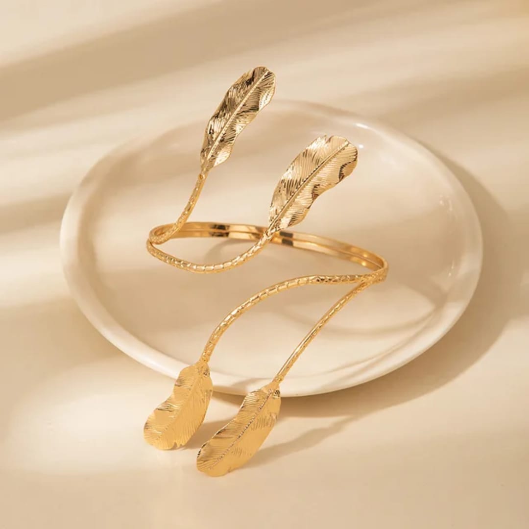 Golden Feather Arm Cuff