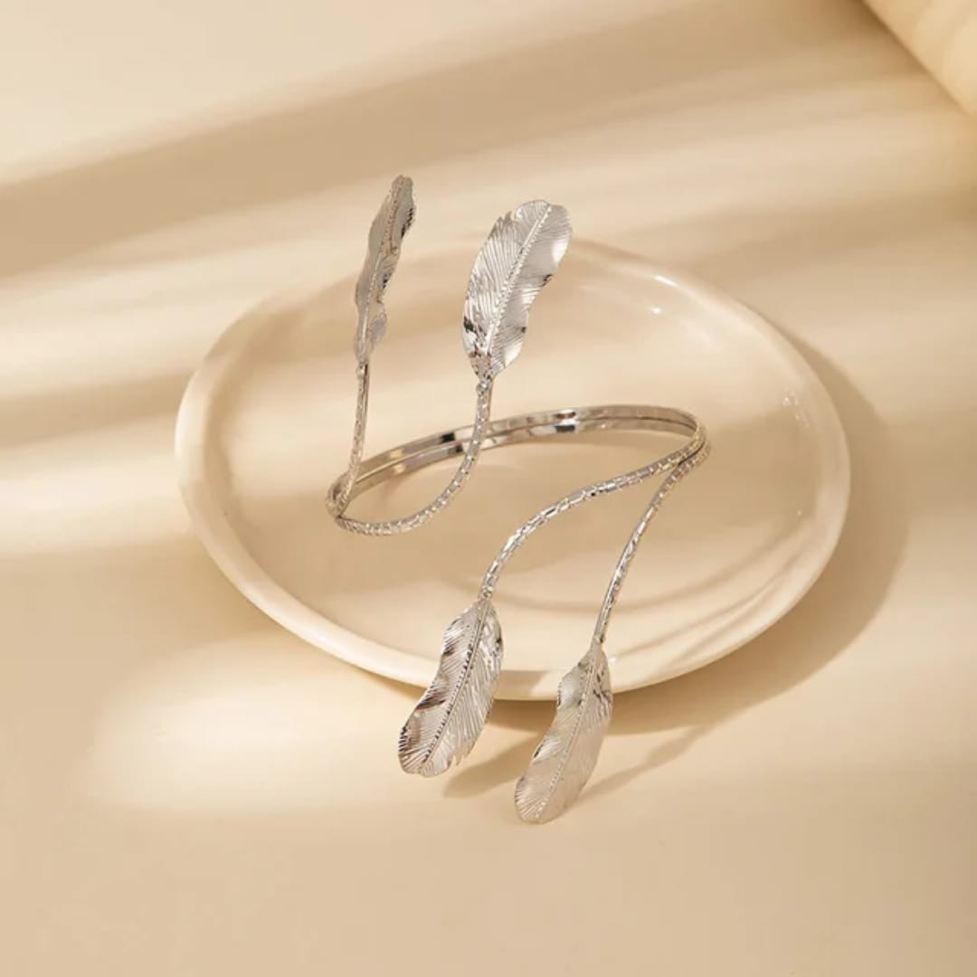 Silver Feather Arm Cuff