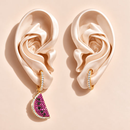 Crystal Fruit Drink Hoop Earrings