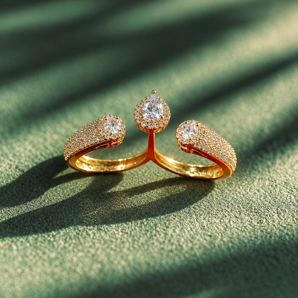 Teardrop Double Finger Ring
