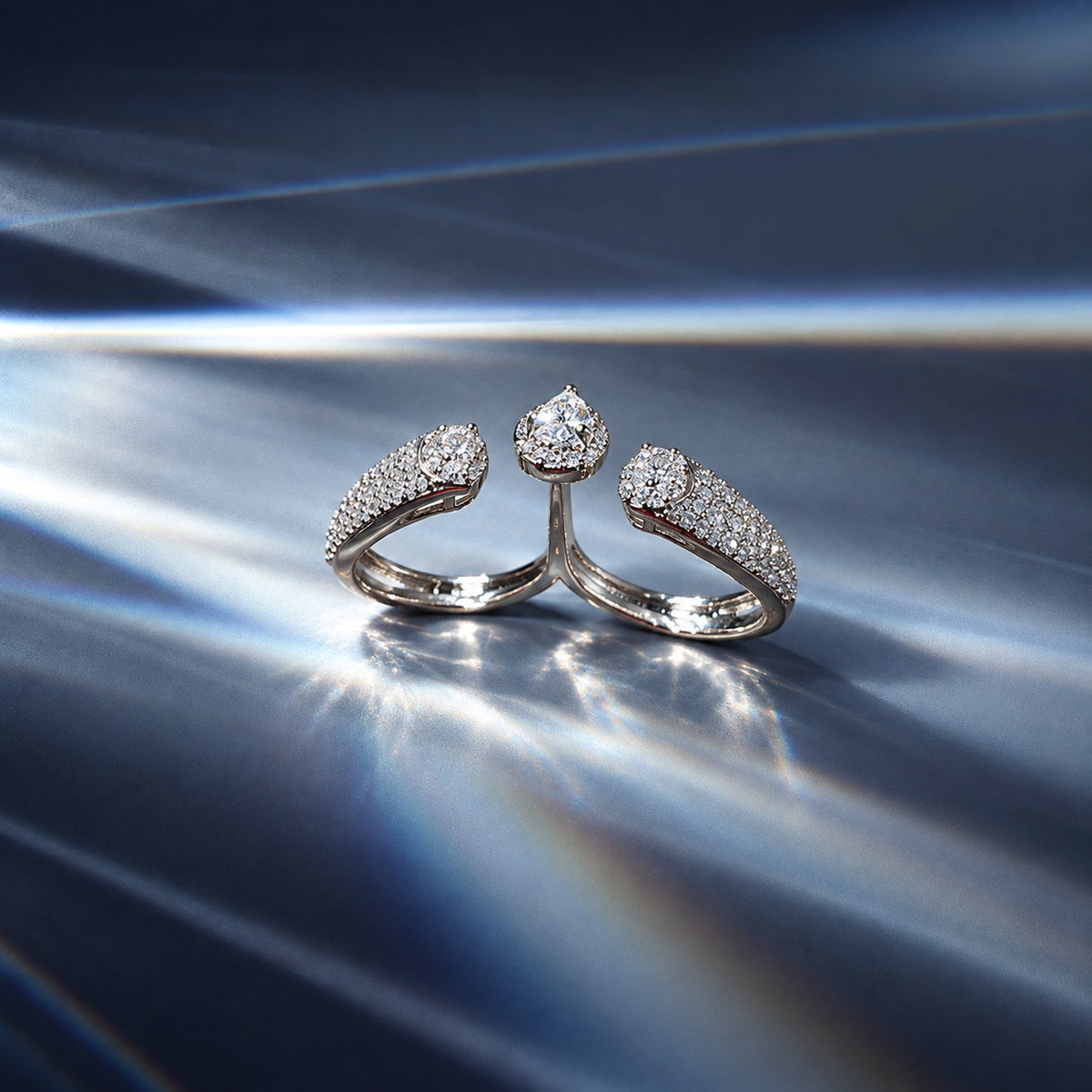 Teardrop Double Finger Ring