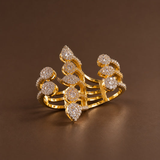Sparkling Double Finger Ring