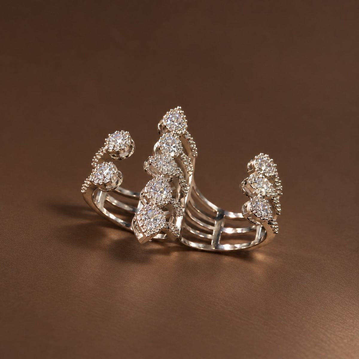 Sparkling Double Finger Ring