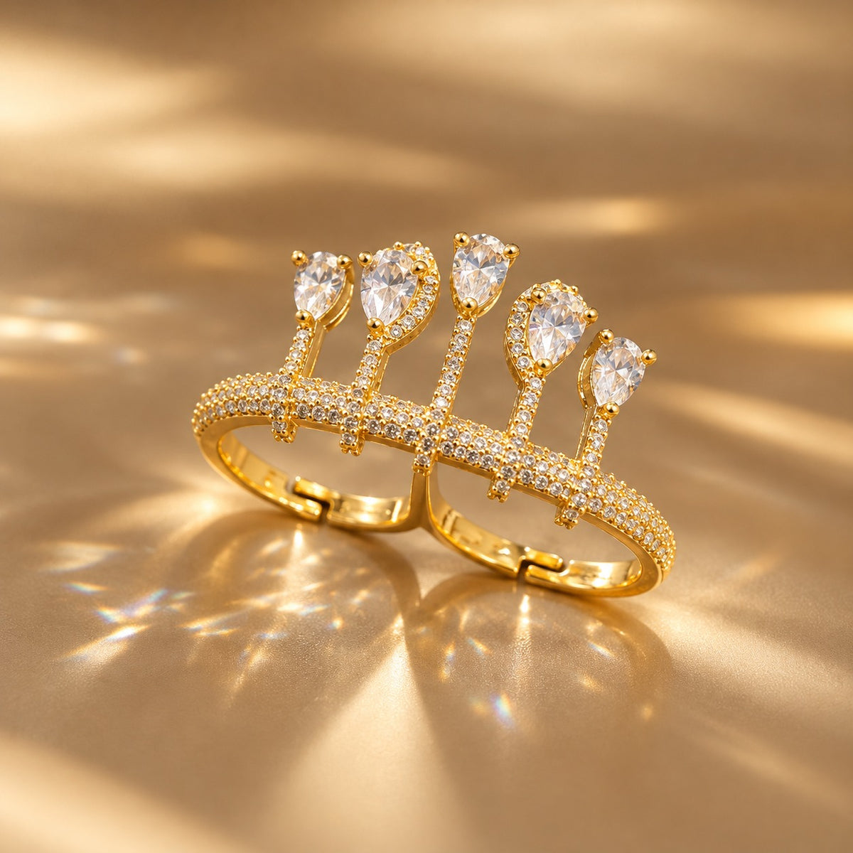 Crown Double Finger Ring