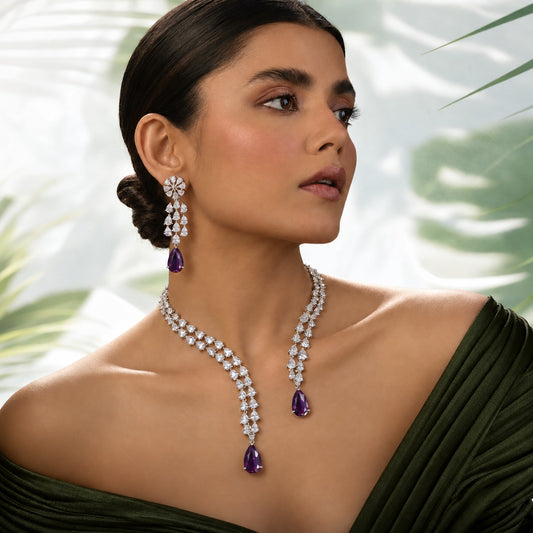 Teardrop Crystal Necklace Set
