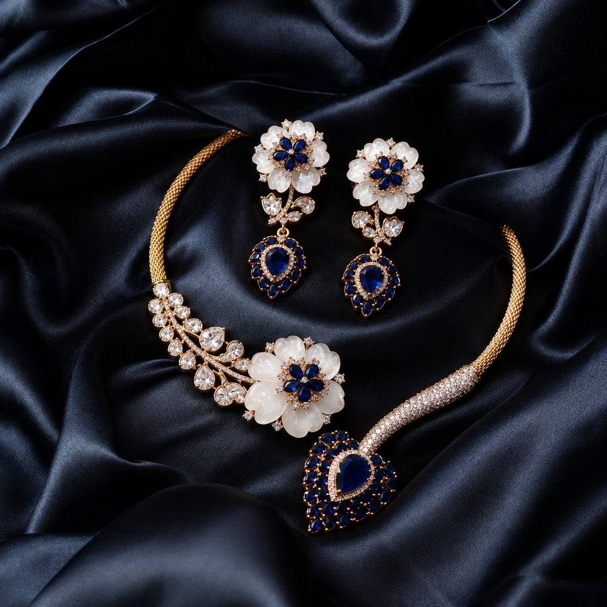 Kundan Floral Drop Necklace